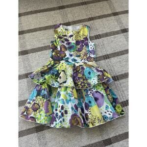 Alivia Simone Summer Bloom Tiered Dress Liberty Easter Girls 6 Purple Blue